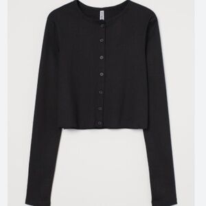 H&M Black Button Front Cardigan